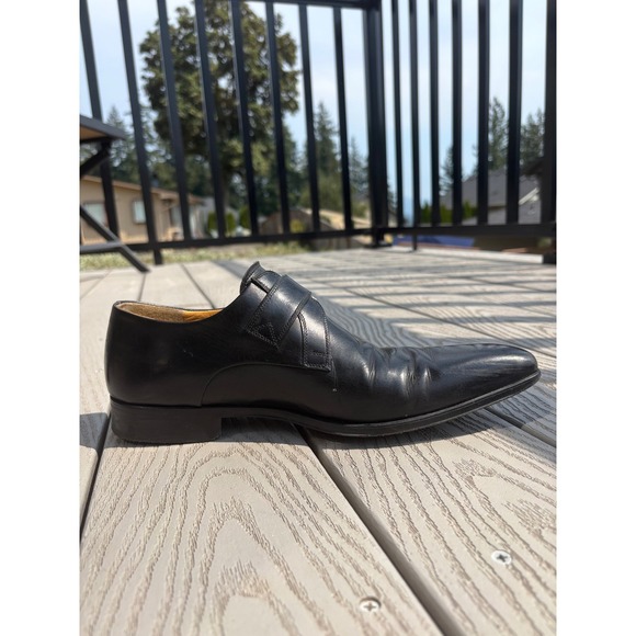 Magnanni Mens Marco Monk Strap Loafer Size 8.5 M Black Leather Buckle Dress Shoe